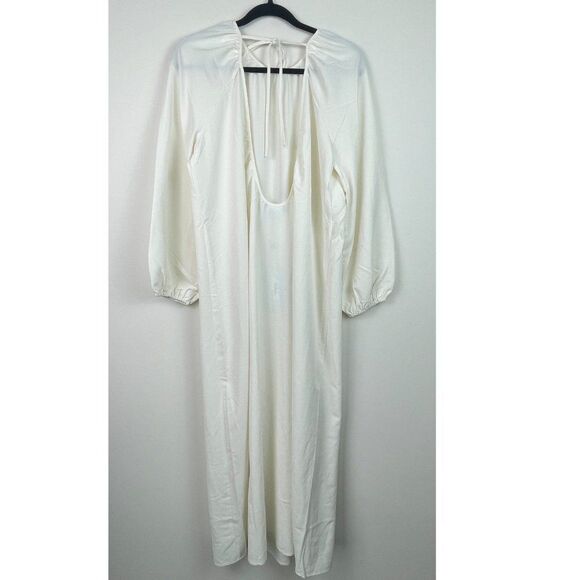 Hill House The Simone Slit Open Back Maxi Dress Coconut Milk Crepe Cream White M - Picture 4 of 13